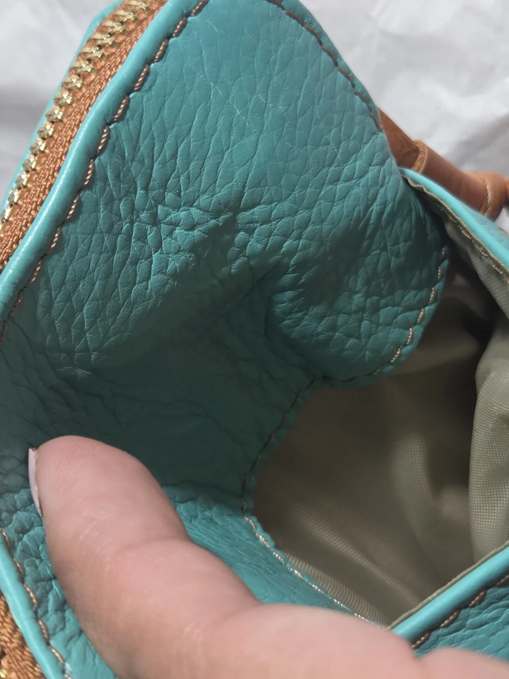 Vera Pelle Turquoise Genuine Leather Crossbody Pouch Made In Italy - Picture 6 of 7